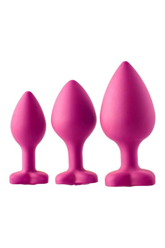 Набір анальних пробок Dream Toys Flirts із білими кристалами, рожеві, 3 шт - Зображення 2