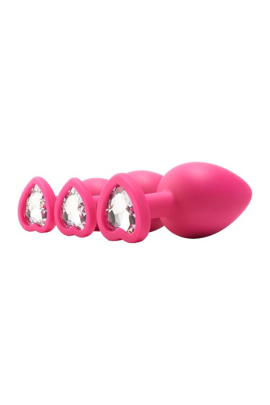 Набір анальних пробок Dream Toys Flirts із білими кристалами, рожеві, 3 шт - Зображення 6
