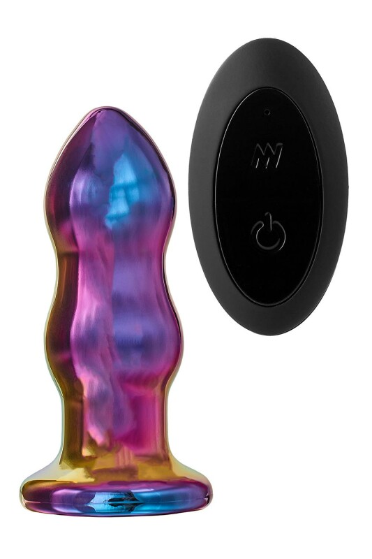 Анальний вібратор Dream Toys Glamour Glass з пультом, скляний, різнокольоровий, 11.2 х 2.6 см - Зображення 2