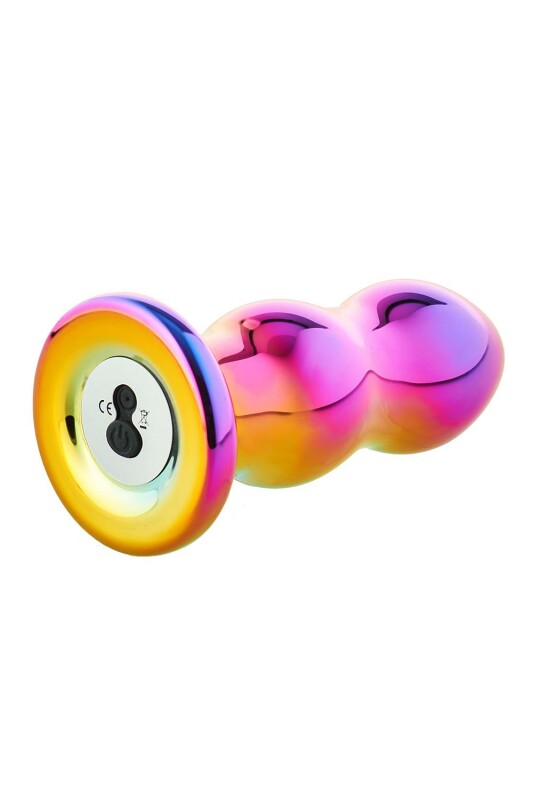 Анальний вібратор Dream Toys Glamour Glass з пультом, скляний, різнокольоровий, 11.2 х 2.6 см - Зображення 5