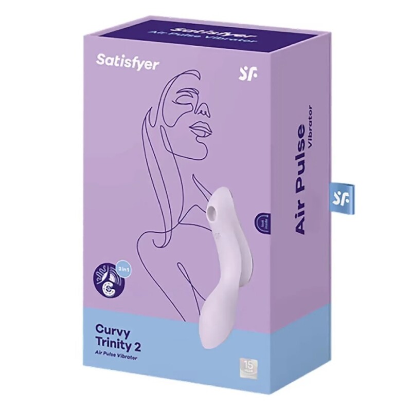 Вібратор подвійний Satisfyer Curvy Trinity 2 з вакуумною стимуляцією, фіолетовий, 16.8 х 4.4 см - Зображення 1