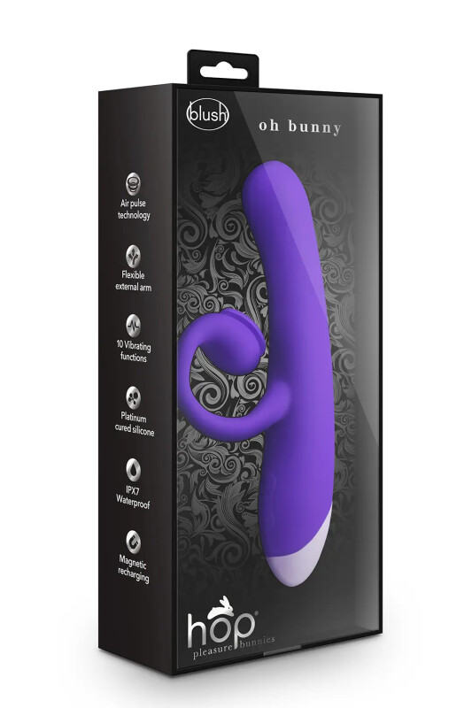 Вібратор-кролик Blush Oh Bunny із вакуумною стимуляцією, фіолетовий, 19.6 х 3.1 см
