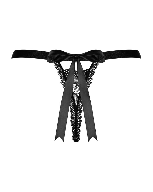 Еротичні стрінги Obsessive Isabellia L/XL, мереживні, чорні - Зображення 4