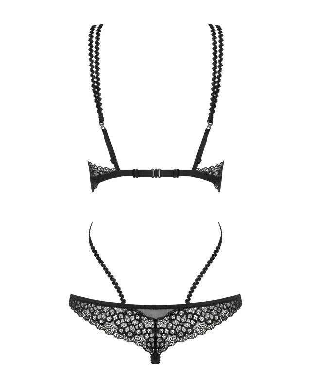 Еротичне боді Obsessive Liferia S/M, з відкритими грудьми, чорне - Изображение 3