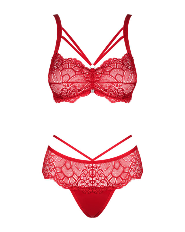 Сексуальний комплект Obsessive Loventy, S/M, мереживний, червоний - Зображення 6
