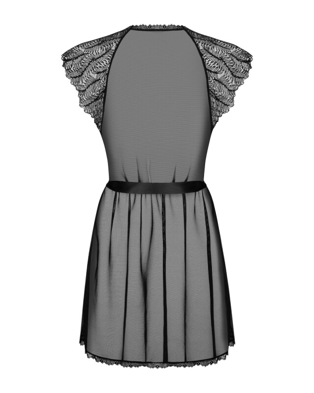 Сексуальний халат Obsessive Romanesa, L/XL, напівпрозорий, чорний - Зображення 9
