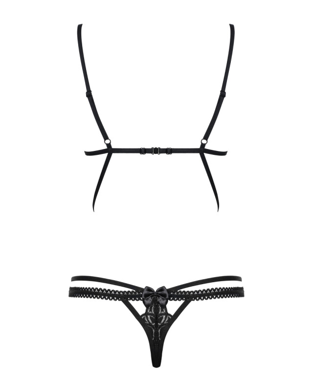 Сексуальне боді Obsessive Wonderia, S/M, мереживне, чорне - Зображення 7