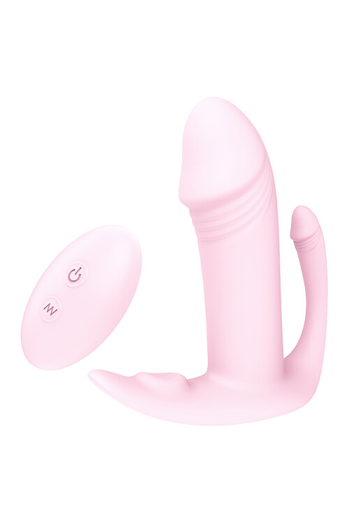 Потрійний вібратор реалістичний Dream Toys з дистанційним пультом рожевий, 9.7 х 2.8 см - Изображение 2