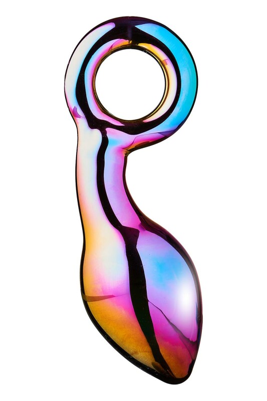 Анальна пробка Dream Toys Glamour Glass скляна, різнокольорова, 13 х 4.2 см