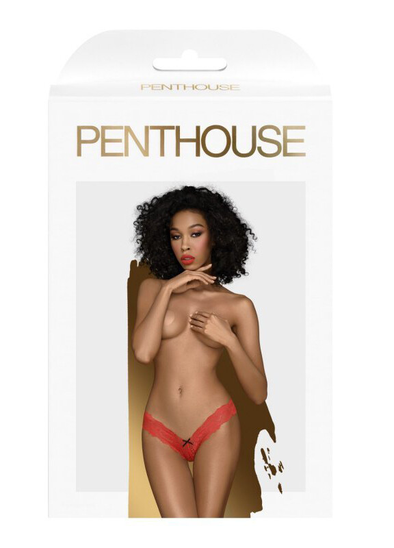 Сексуальні трусики Penthouse Dangerous darling, M/L, мереживні, червоні - Зображення 3