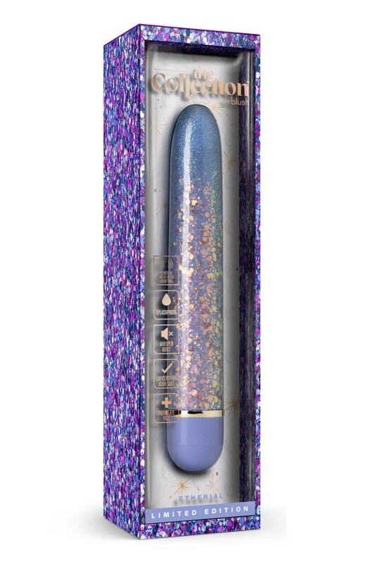 Вібратор з блискітками Blush Etherial Periwinkle, фіолетовий, 17.7 х 2.5 см - Изображение 1