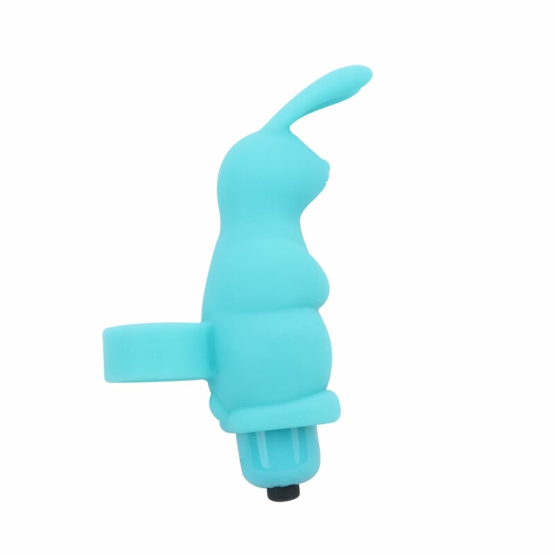 Вібратор на палець Chisa Sweetie Rabbit з вушками кролика, блакитний, 10 х 3.2 см