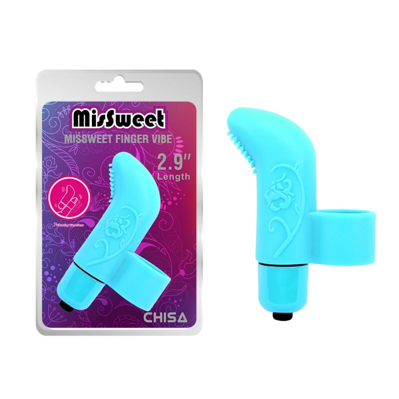 Вібратор на палець рельєфом MisSweet Finger Vibe блакитний, 7.4 х 4.1 см - Изображение 4