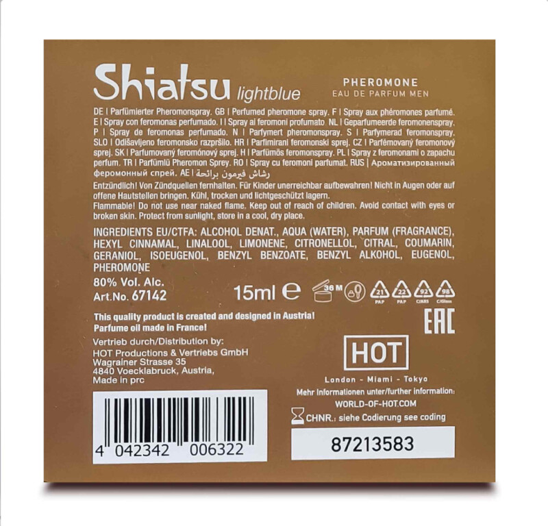 Парфуми чоловічі з феромонами HOT Shiatsu lightblue, 15 мл - Зображення 4