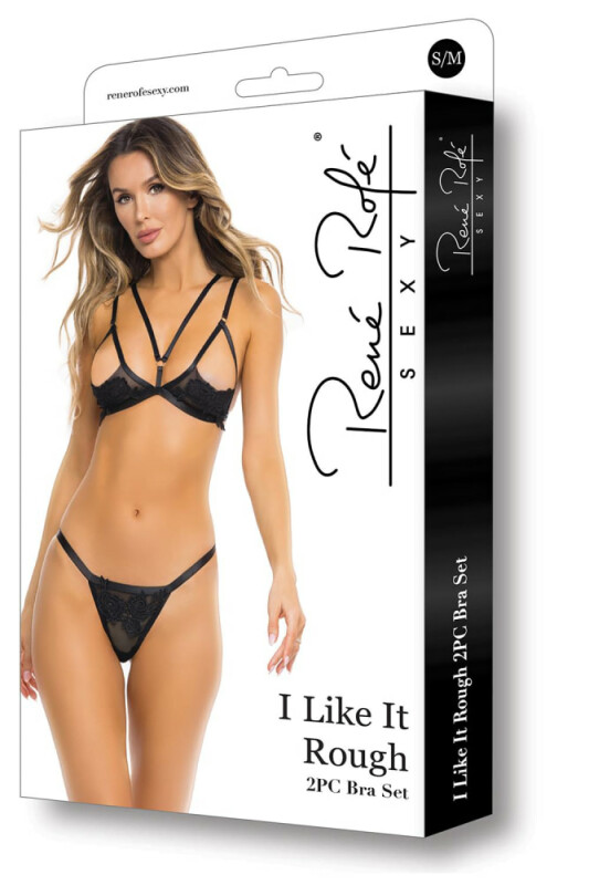 Сексуальний комплект Rene Rofe Like It Rough, S/M, напівпрозорий, з аплікаціями, чорний - Зображення 2