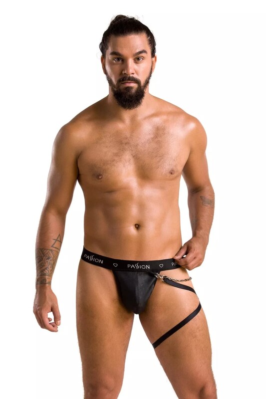 Сексуальні стрінги Passion Men Bill, XXL/XXXL, з декором на стегно, чорні
