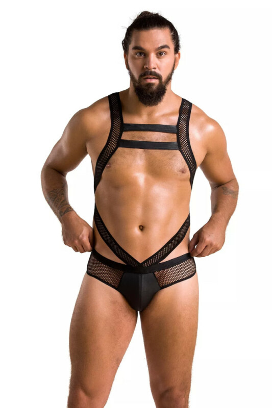 Чоловічий сексуальний боді Passion Victor, XXL/XXXL, в дрібну сітку, чорний
