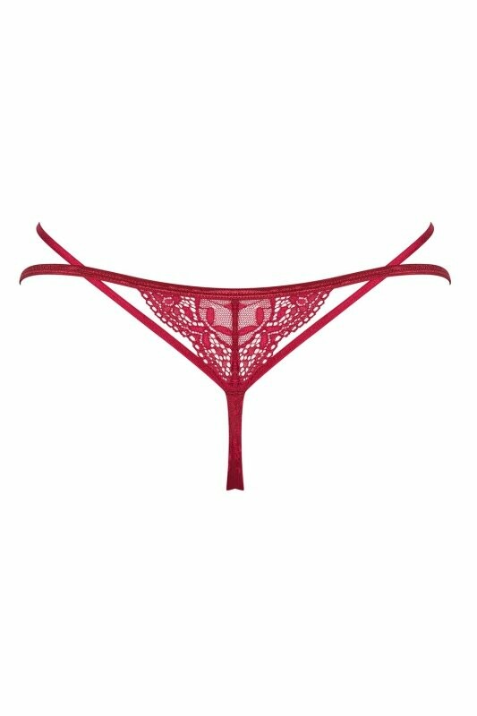 Трусики еротичні Obsessive Ivetta, бордові, L/XL - Зображення 6