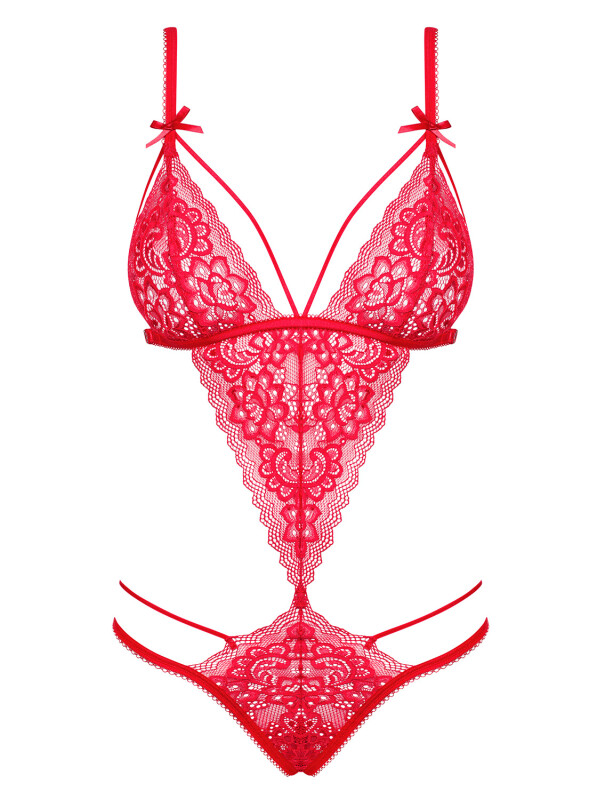 Боді сексуальне Obsessive Lovlea розмір L/XL, мереживне, червоне - Зображення 6