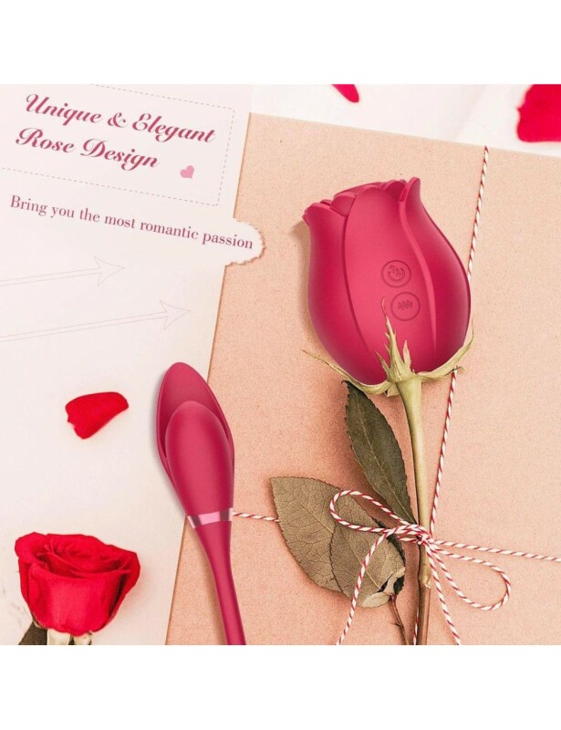 Вібратор і кліторальний стимулятор в формі троянди Boss Series ROSE Miss Coyness 2 в 1, 32.5 см х 5 см - Зображення 5