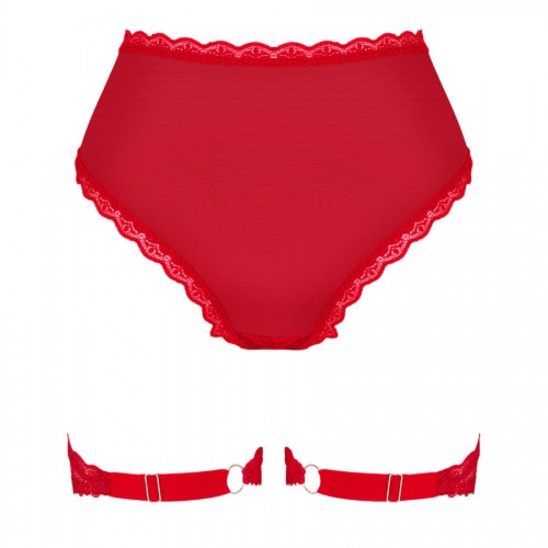 Трусики з підтяжками для панчіх Obsessive Belovya, M/L, червоні - Зображення 5