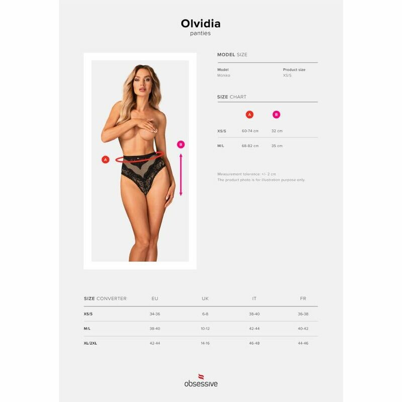 Трусики сексуальні XS/S Obsessive Olvidia, мереживні, чорні - Зображення 6