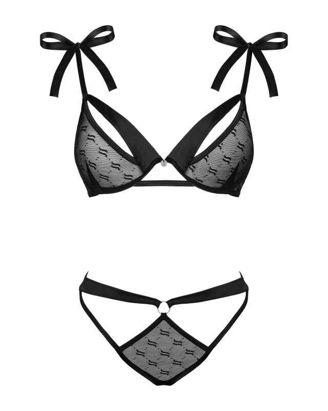Комплект сексуальної білизни S/M Obsessive Obsessivia, напівпрозорий, чорний - Зображення 4