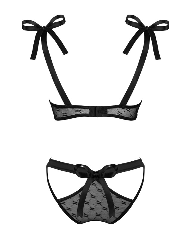 Комплект сексуальної білизни S/M Obsessive Obsessivia, напівпрозорий, чорний - Зображення 5