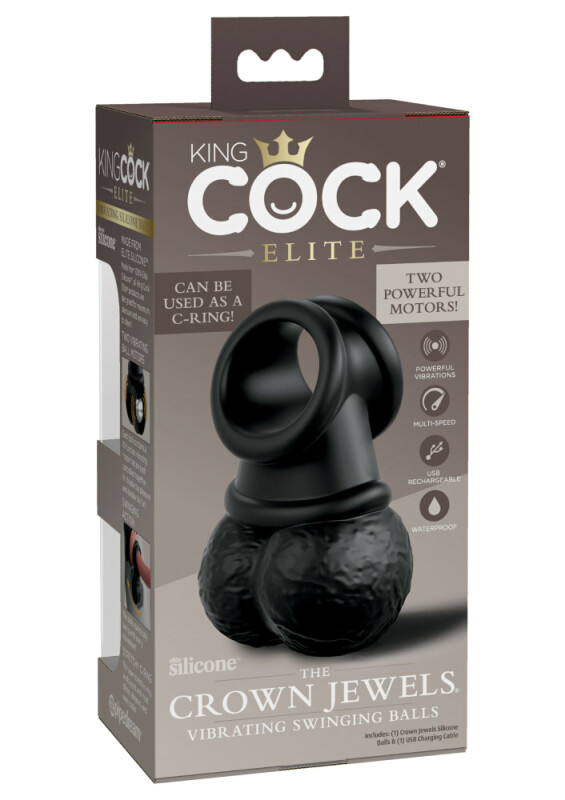 Вібронасадка для страпона Pipedream King Cock Elite мошонка, чорна, 10.8 х 6.8 см - Изображение 7
