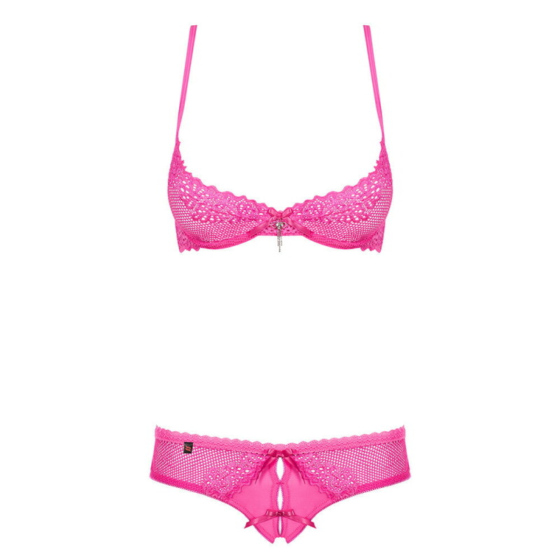 Сексуальний комплект Obsessive Alabastra, XXL, з інтимним доступом, рожевий - Зображення 5