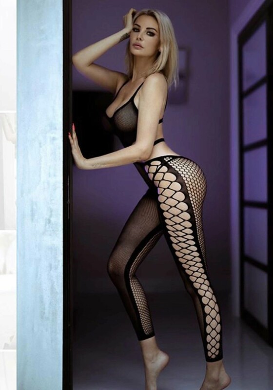 Бодістокінг сексуальний One Size Wicked Ways Leg Avenue, з вирізами, чорний - Изображение 5