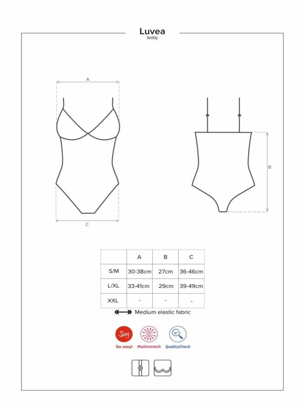 Боді еротичне з мереживом Obsessive Luvae, чорний, розмір M/L - Зображення 6