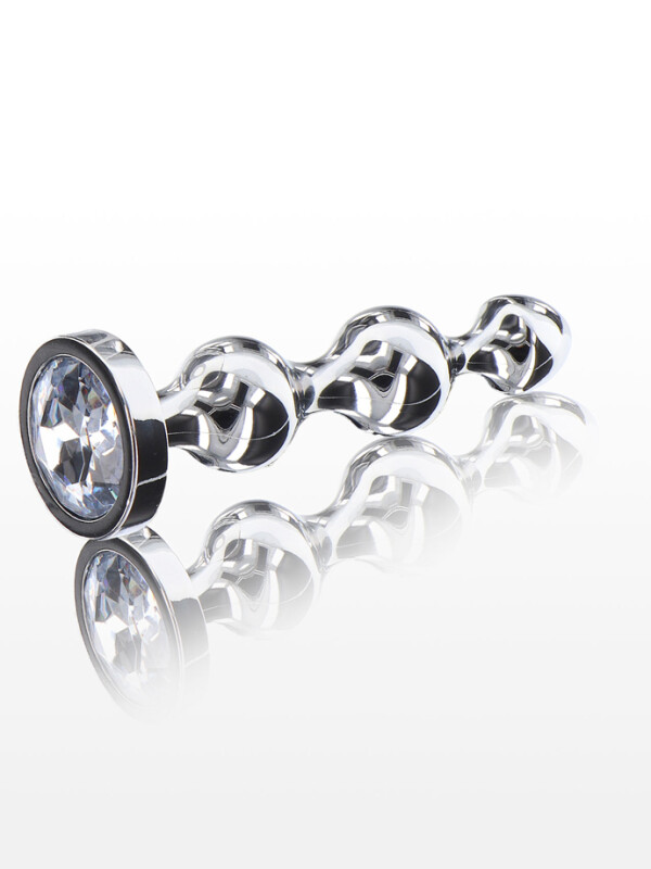 Анальна ялинка S металева зі стразами ToyJoy Anal Play Diamond Star Beads срібна, 10.5 см х 2.5 см - Зображення 2