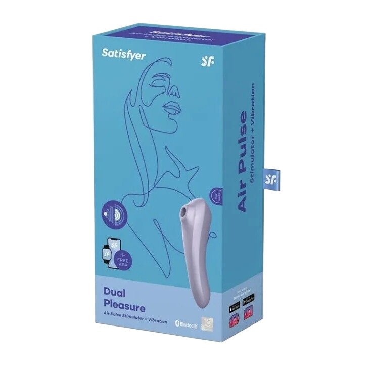 Подвійний вібратор Satisfyer Dual Pleasure з вакуумною стимуляцією та додактком, фіолетовий, 18 х 4.9 см - Зображення 1