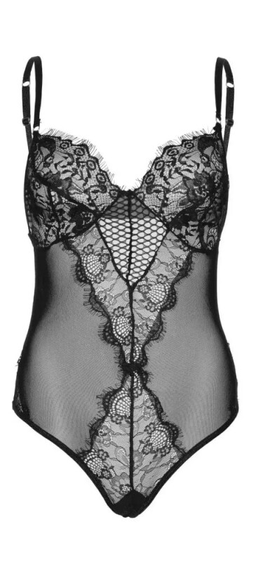 Сексуальне боді Leg Avenue Lace And Mesh, S, з мережива і сіточки, чорного кольору - Изображение 3