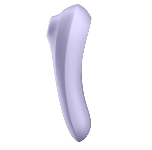 Подвійний вібратор Satisfyer Dual Pleasure з вакуумною стимуляцією та додактком, фіолетовий, 18 х 4.9 см - Зображення 2