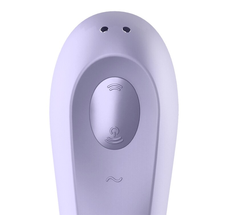 Подвійний вібратор Satisfyer Dual Pleasure з вакуумною стимуляцією та додактком, фіолетовий, 18 х 4.9 см - Зображення 4