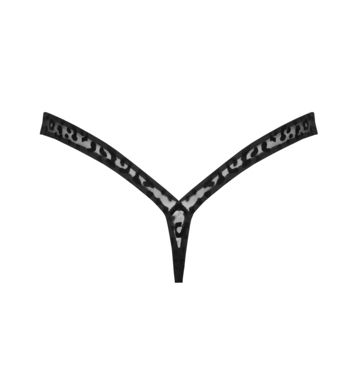 Стрінги сексуальні з леопардовим принтом S P011 Noir Handmade, чорні - Зображення 3
