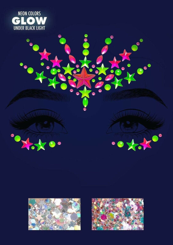 Наліпки для обличчя, що світяться у темряві Leg Avenue Vibe Neon Face - Изображение 1
