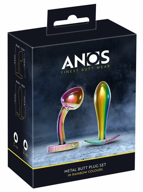 Набір Анальних пробок Anos Metal Butt Plug Set Rainb 2 шт. - Зображення 1