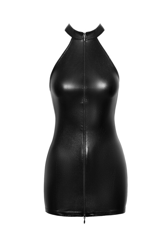 Спокуслива вінілова міні-сукня L F278 Noir Handmade, з блискавкою, чорна - Зображення 2