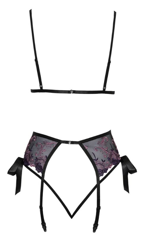 Сексуальний комплект з вишивкою, чорний S/M - Зображення 3