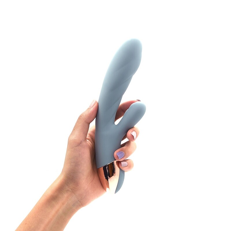 Вібратор-кролик Sweet Em Heating Dual Vibe з функцією нагрівання, блакитний, 18.9 х 3.4 см - Зображення 9