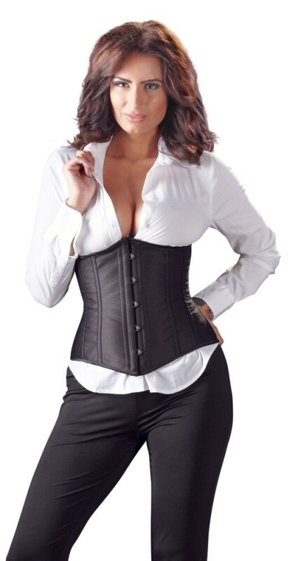 Корсет з відкритим бюстом, М, Cottelli Collection Party Corset Open Cup на талію, чорний - Зображення 1