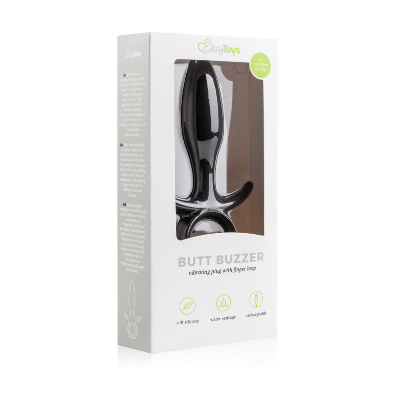 Анальна пробка з вібрацією Butt Buzzer Easytoys, силіконова, чорна, 14.5 х 2.6 см - Зображення 1