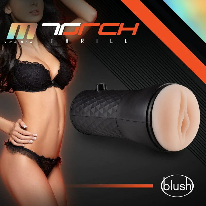 Мастурбатор реалістичний у колбі M for Men Torch Thrill бежевий, 24.1 см - Зображення 3