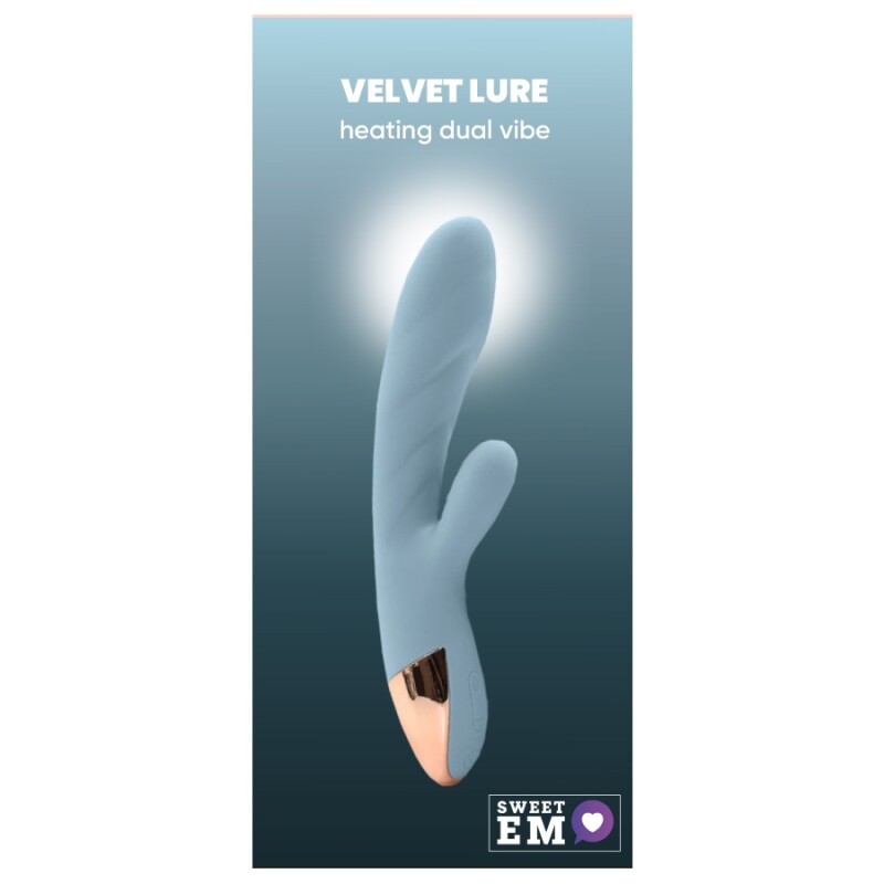 Вібратор-кролик Sweet Em Heating Dual Vibe з функцією нагрівання, блакитний, 18.9 х 3.4 см