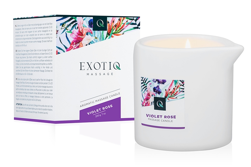 Свічка для масажу Exotiq, 200 г, з ароматом фіалкової троянди - Зображення 1