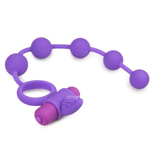 Анальний ланцюжок з ерекційним вібро кільцем Easytoys Triple Pleasure, фіолетовий, 29 см - Зображення 3