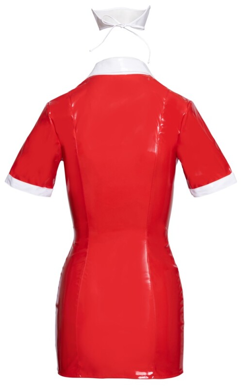 Костюм сексі медсестри Black Level Vinyl Nurse, M, червоний, 2 предмети - Зображення 5